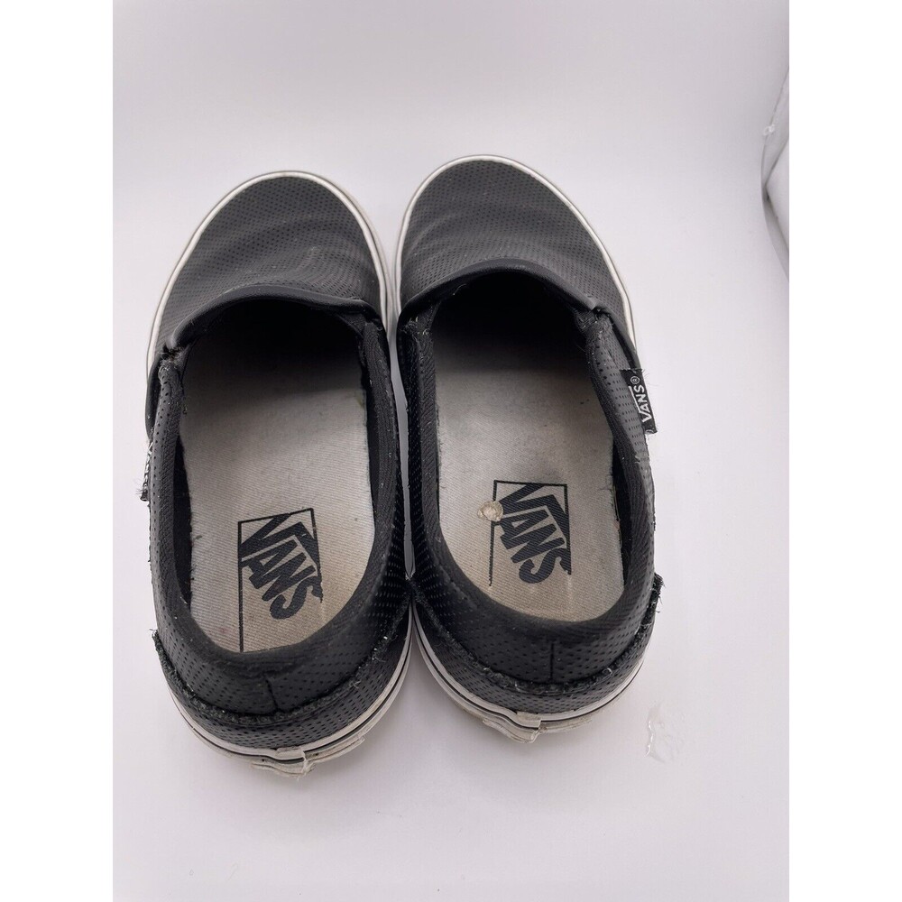Vans Classic Slip-On Leather Black Skateboarding Shoes Womens Size 6 #508731 - Picture 3 of 7